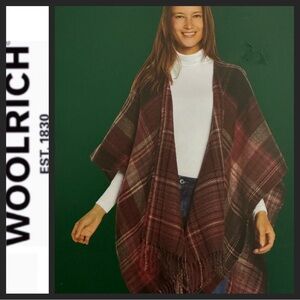 NWT Woolrich Alex Plaid Blanket Wrap- Burgundy